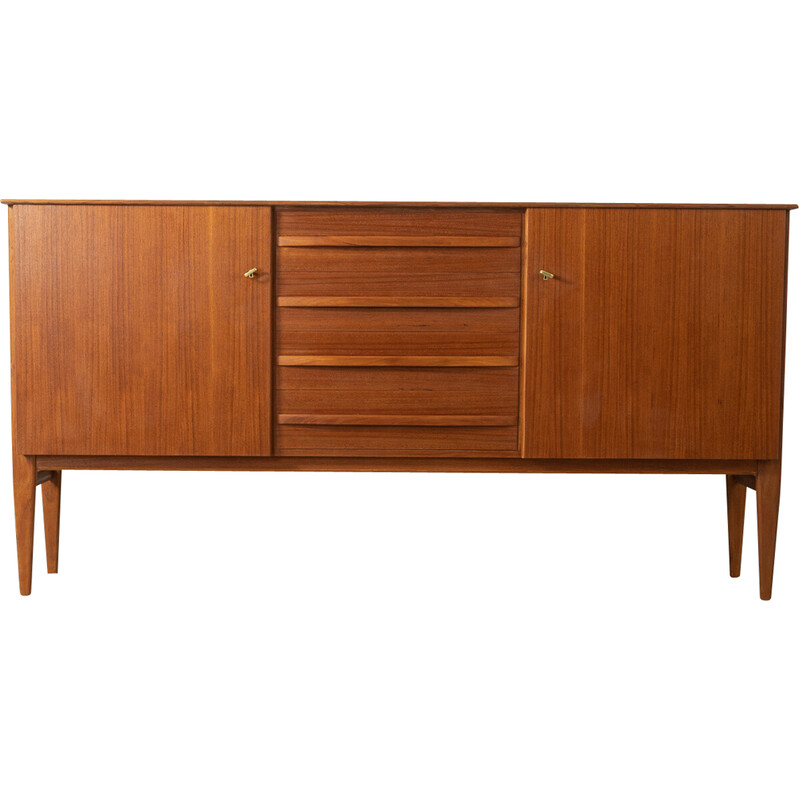 Vintage dressoir in teakfineer met twee deuren, Duitsland 1950