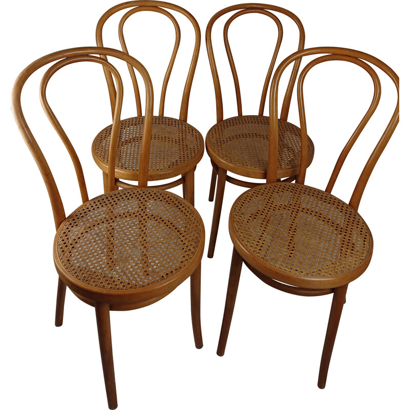 Juego de 4 sillas de madera vintage de Zpm Radomsko