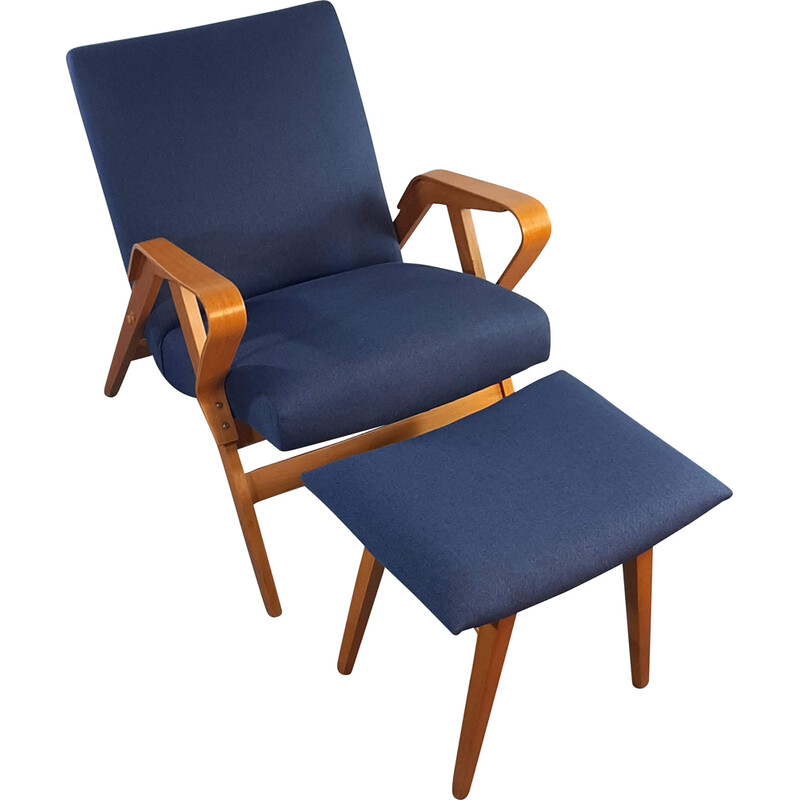 Fauteuil vintage avec ottomane par Frantisek Jiràk pour Tatra, Tchécoslovaquie 1960