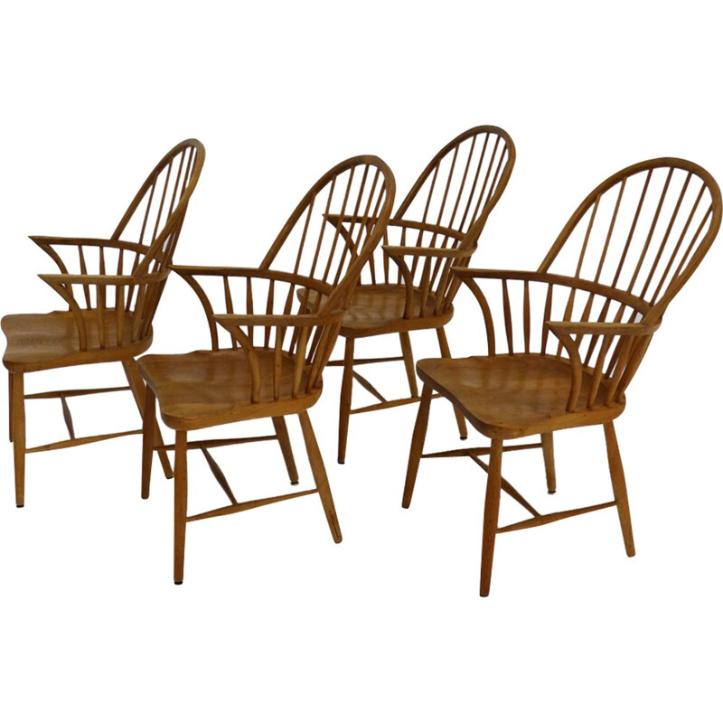Set of 4 Windsor chairs CH18A by Frits Henningsen - 1950s
