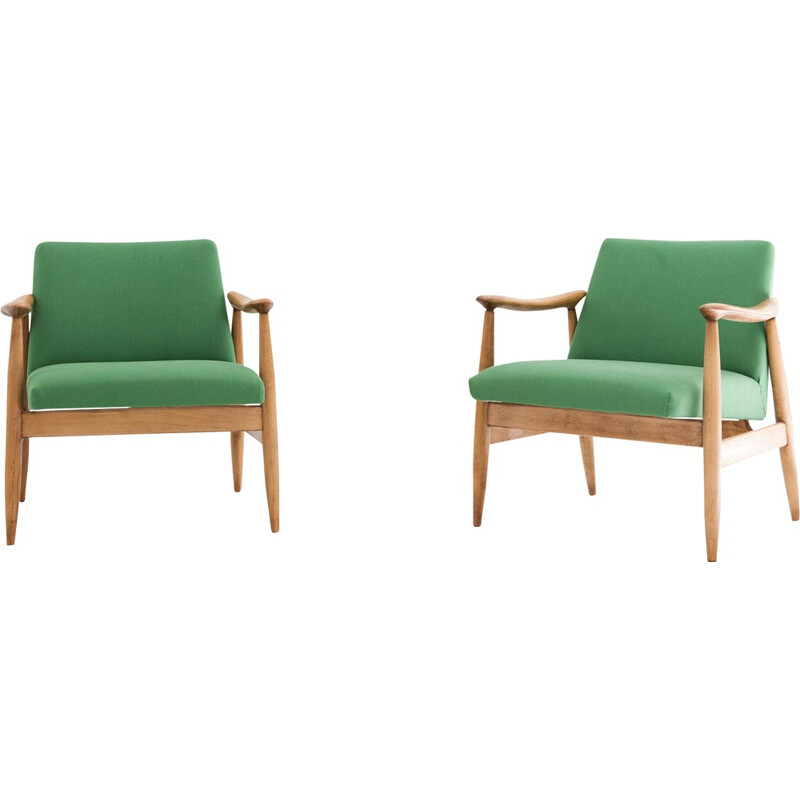 Set of 2 Polish Green Armchairs - 1950s