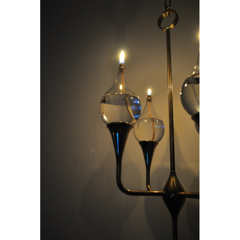 Candelabro vintage a gocce trasparenti di Freddie Andersen, Danimarca, anni '70