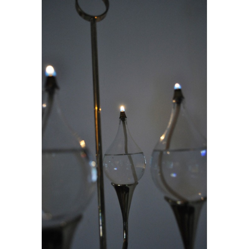 Candelabro Vintage Clear Drops de Freddie Andersen, Dinamarca años 70