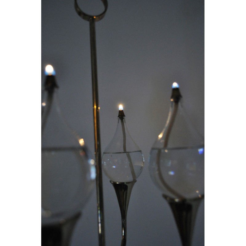 Vintage Clear Drops candelabra de Freddie Andersen, Dinamarca 1970
