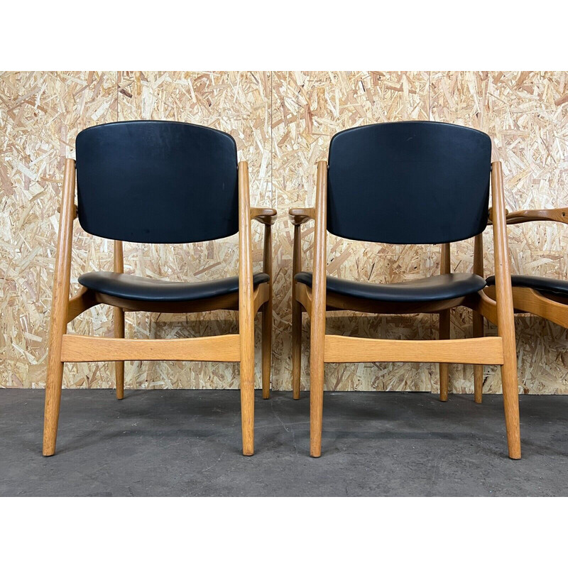 Set of 4 vintage armchairs in oakwood, Denmark 1960-1970s