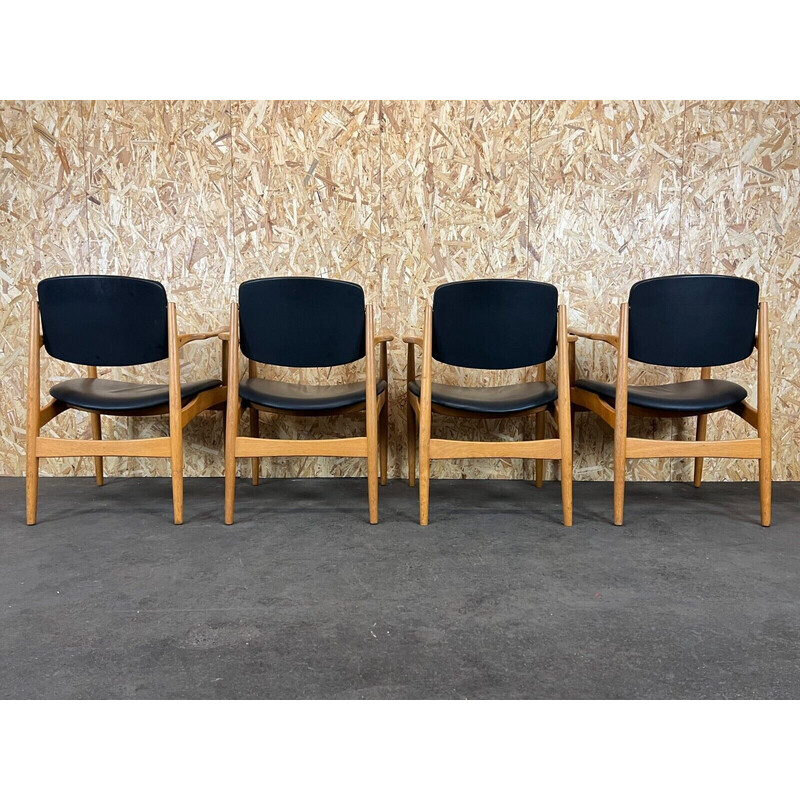 Set of 4 vintage armchairs in oakwood, Denmark 1960-1970s