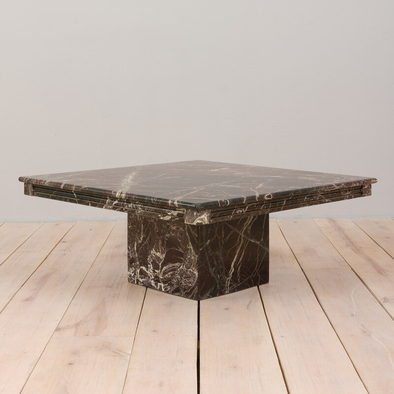 Italian mid century square black marble coffee table, 1980s
