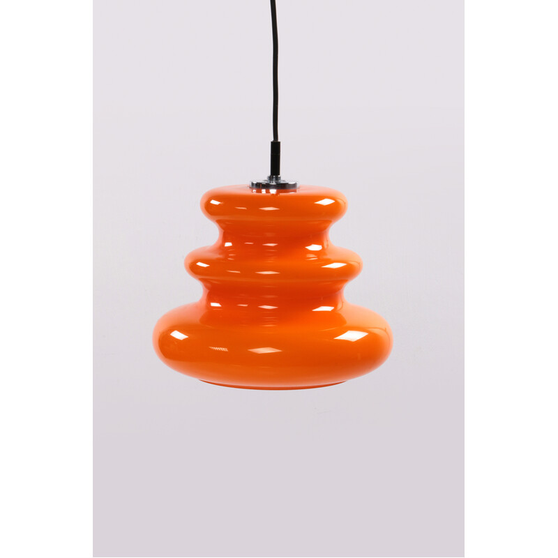 Lámpara colgante vintage de vidrio naranja de Peill y Putzler, Alemania años 60