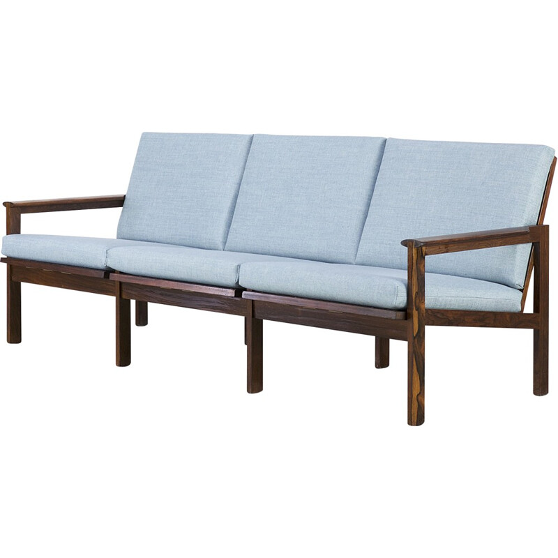 3-seater blue rosewood sofa by Illum Wikkelsø for Niels Eilersen - 1960s