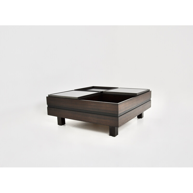 Vintage wood and glass coffee table by Carlo Hauner for Forma, 1960