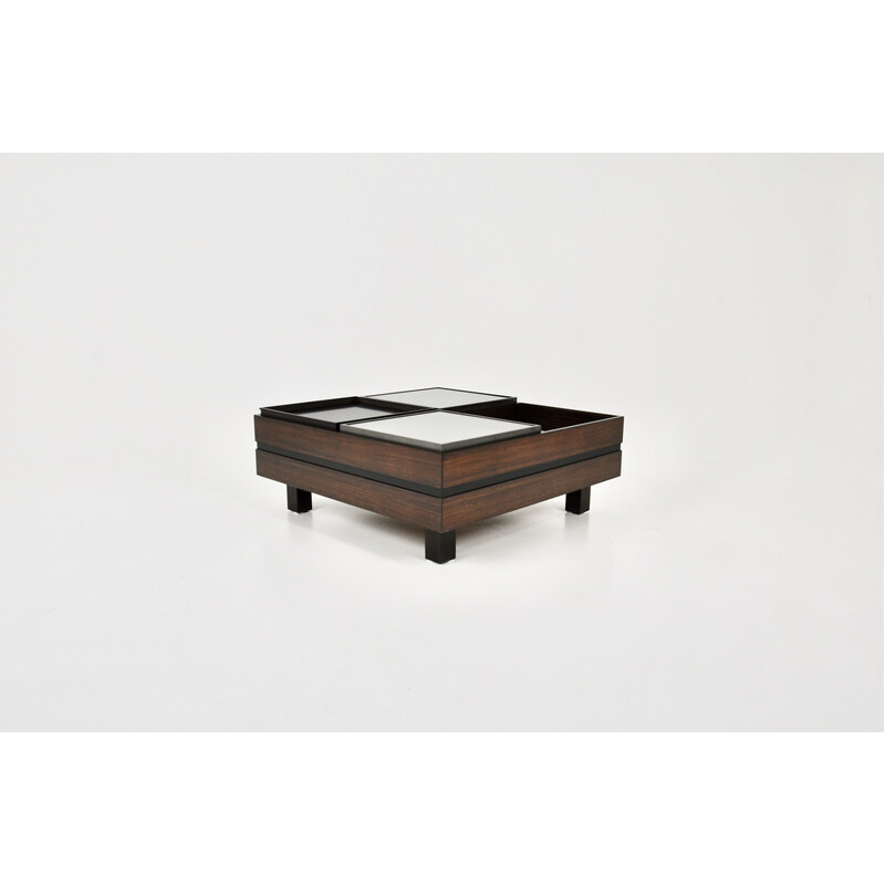 Mesa de centro vintage de madera y cristal de Carlo Hauner para Forma, 1960