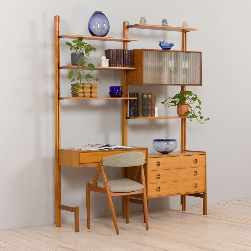 Scandinavian vintage teak wall unit by Sven Andersen, Norway 1960s