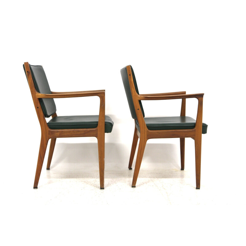 Pareja de sillones de cuero vintage de Karl Erik Ekselius, Suecia 1960