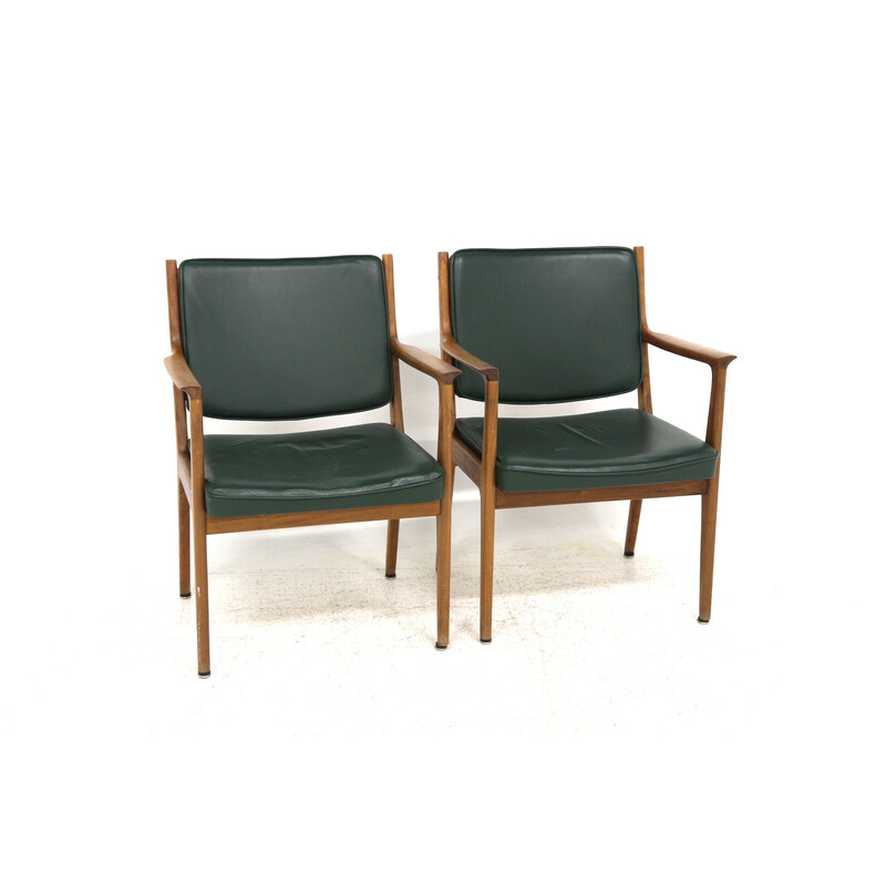 Pair of vintage leather armchairs by Karl Erik Ekselius, Sweden 1960