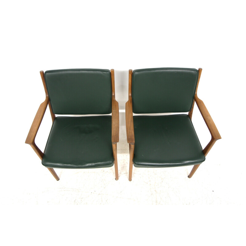 Paire de fauteuils vintage en cuir par Karl Erik Ekselius, Suède 1960