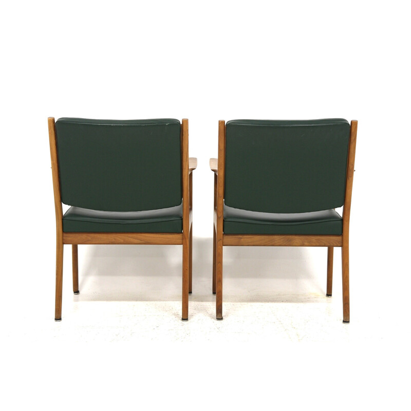 Paar vintage lederen fauteuils van Karl Erik Ekselius, Zweden 1960
