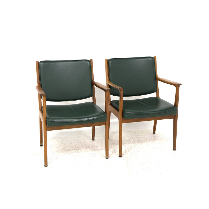 Pareja de sillones de cuero vintage de Karl Erik Ekselius, Suecia 1960