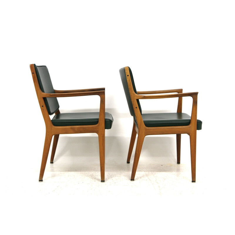 Pareja de sillones de cuero vintage de Karl Erik Ekselius, Suecia 1960