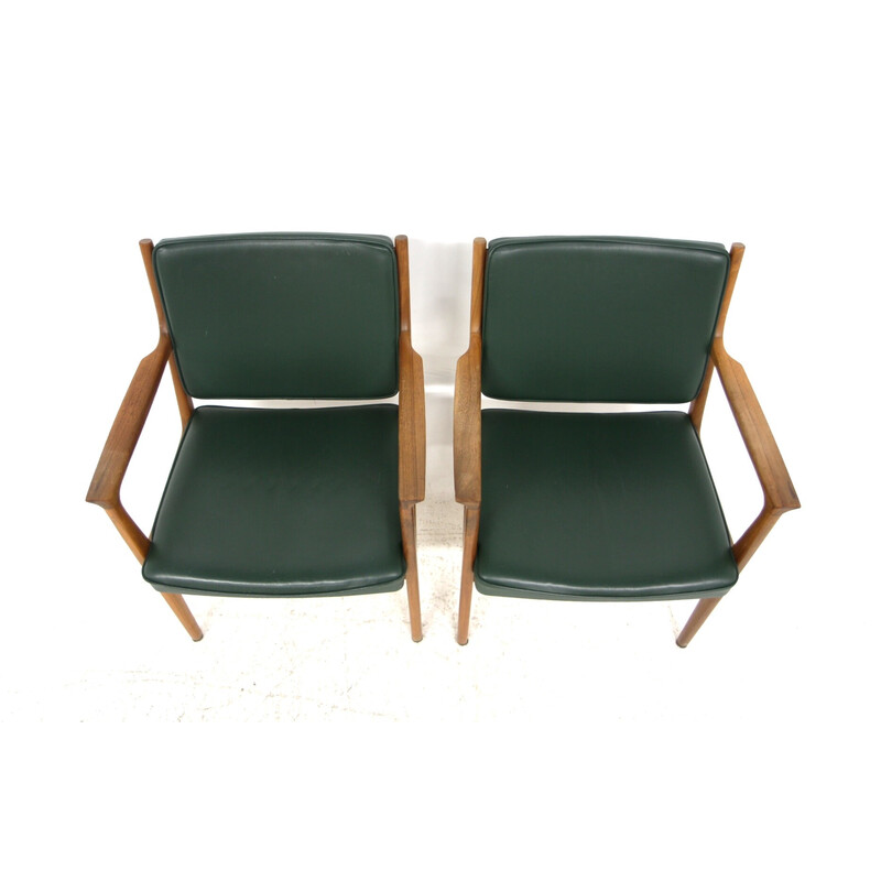 Paire de fauteuils vintage en cuir par Karl Erik Ekselius, Suède 1960