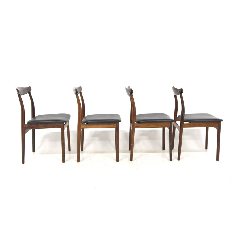 Conjunto de 4 cadeiras de couro vintage de Arne Vodder para Pv Vamo Sønderborg, Dinamarca 1960