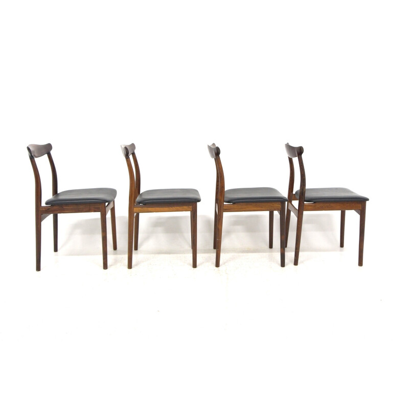 Set van 4 vintage leren stoelen van Arne Vodder voor Pv Vamo Sønderborg, Denemarken 1960