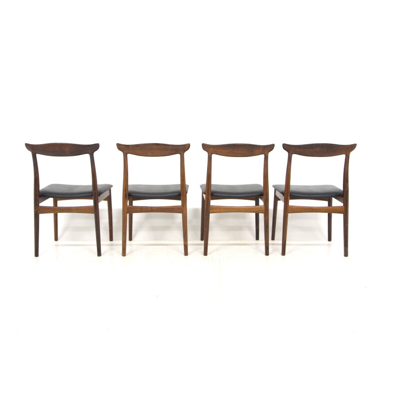 Set van 4 vintage leren stoelen van Arne Vodder voor Pv Vamo Sønderborg, Denemarken 1960