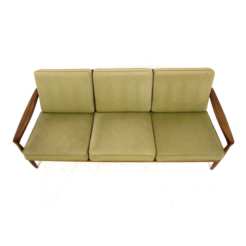 Vintage teak and fabric sofa by Erik Wørtz for Möbel-Ikea, Sweden 1960s