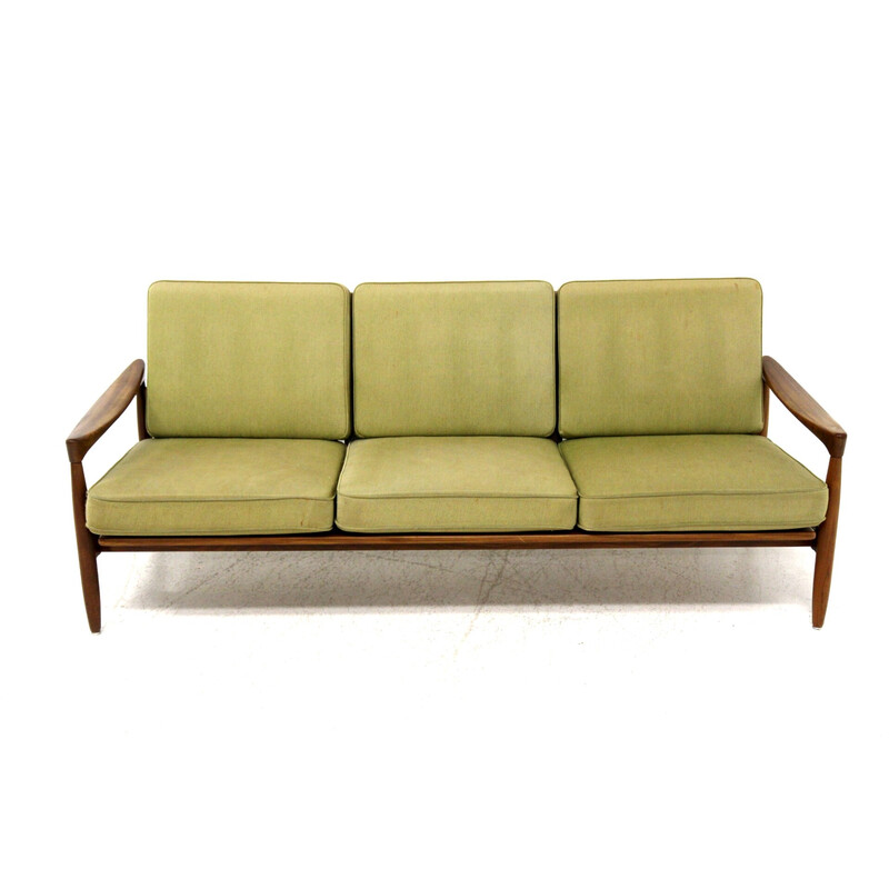 Vintage teak and fabric sofa by Erik Wørtz for Möbel-Ikea, Sweden 1960s