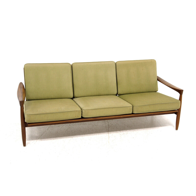 Vintage teak and fabric sofa by Erik Wørtz for Möbel-Ikea, Sweden 1960s