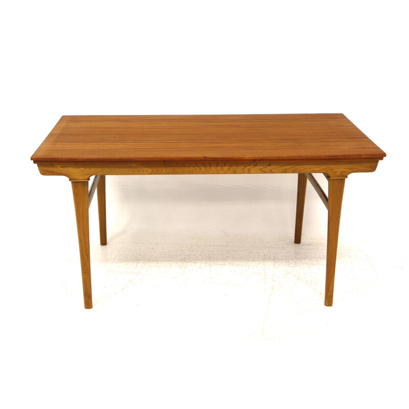 Vintage extendable "portfolio" table in teak and oak, Denmark 1960s
