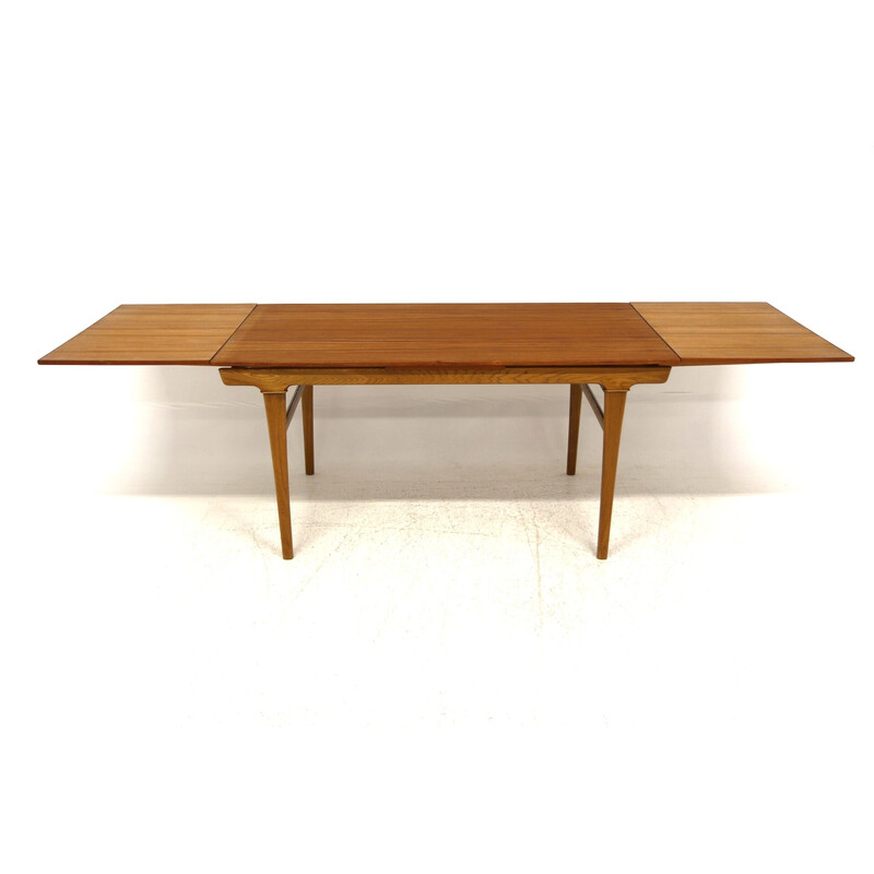 Vintage extendable "portfolio" table in teak and oak, Denmark 1960s