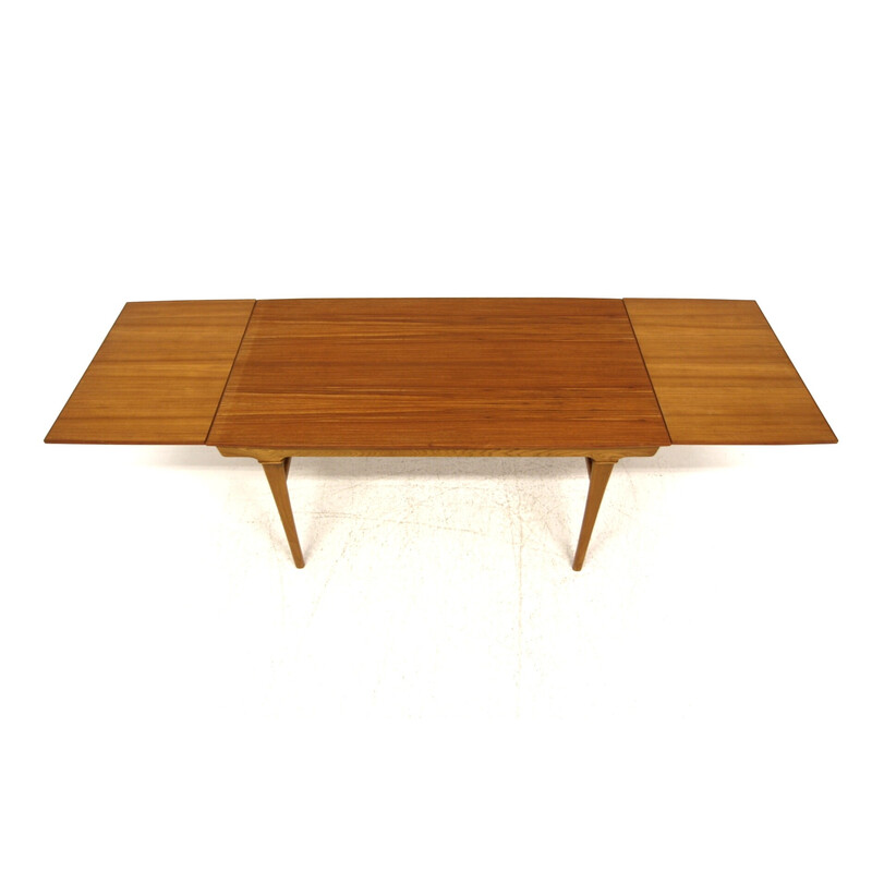 Vintage extendable "portfolio" table in teak and oak, Denmark 1960s