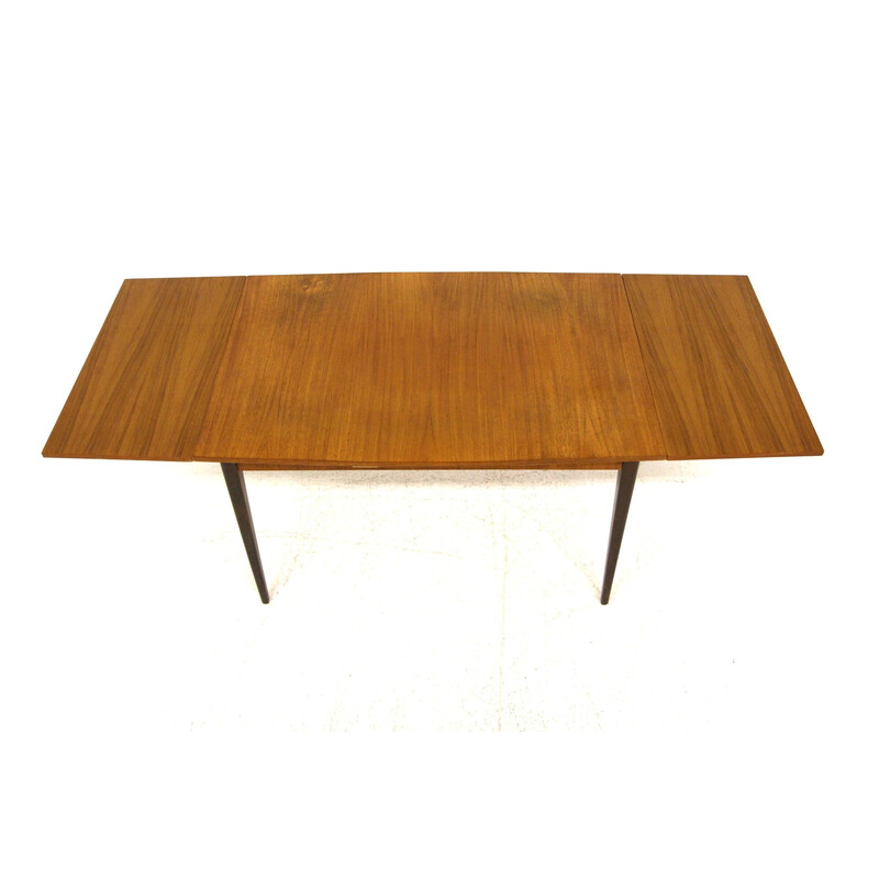 Vintage extendable "portfolio" table in teak and beech, Sweden 1950s