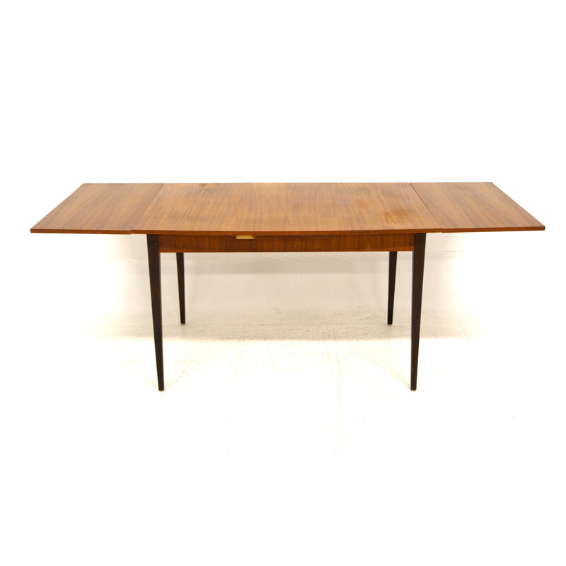 Vintage extendable "portfolio" table in teak and beech, Sweden 1950s