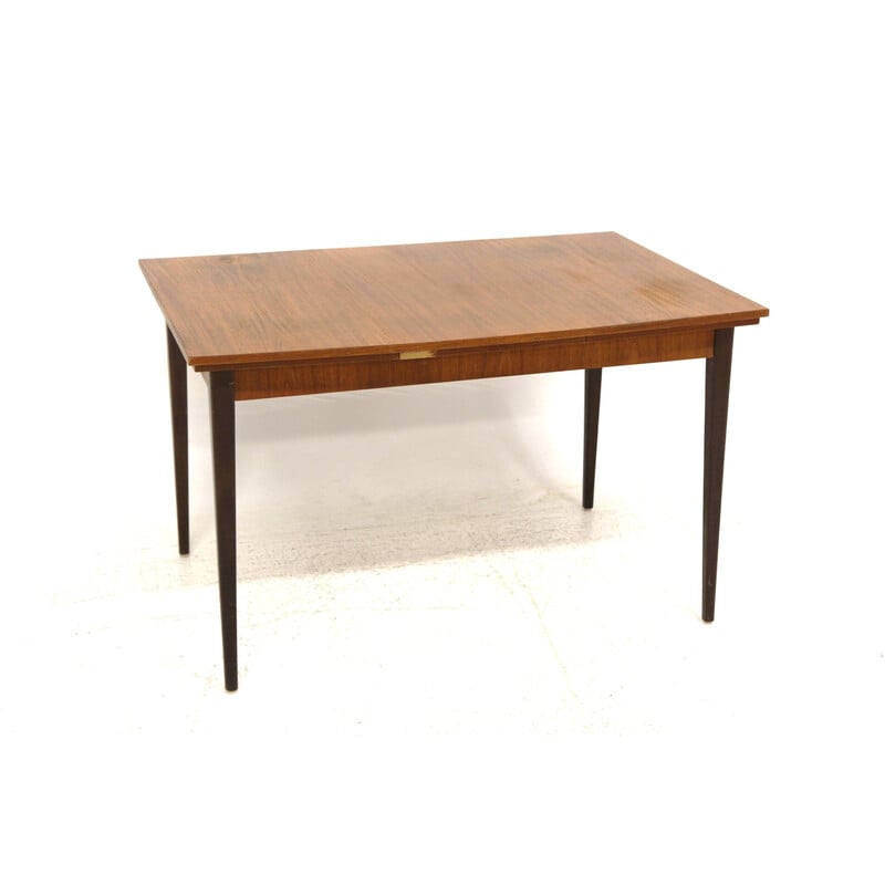 Vintage extendable "portfolio" table in teak and beech, Sweden 1950s