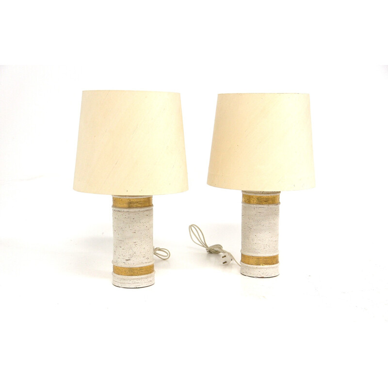 Pair of vintage ceramic table lamps by Bitossi for Bergboms, Italy 1970s