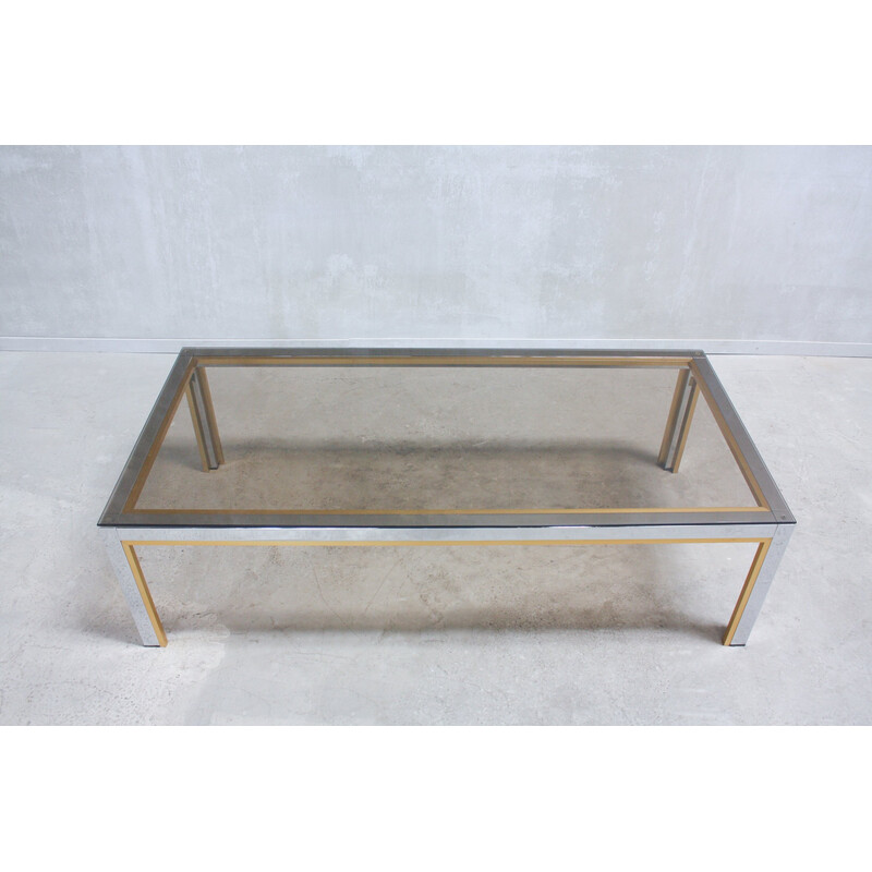 Italian vintage chrome and glass coffee table by Renato Zevi, 1970s