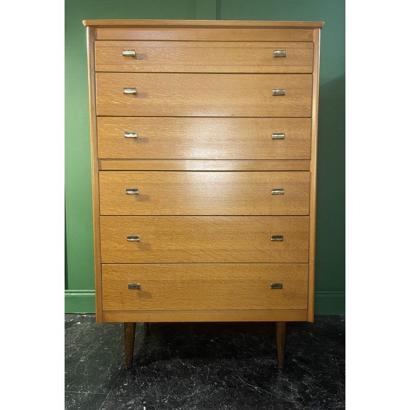 Mid-century chest of drawers in light oakwood, 1970s