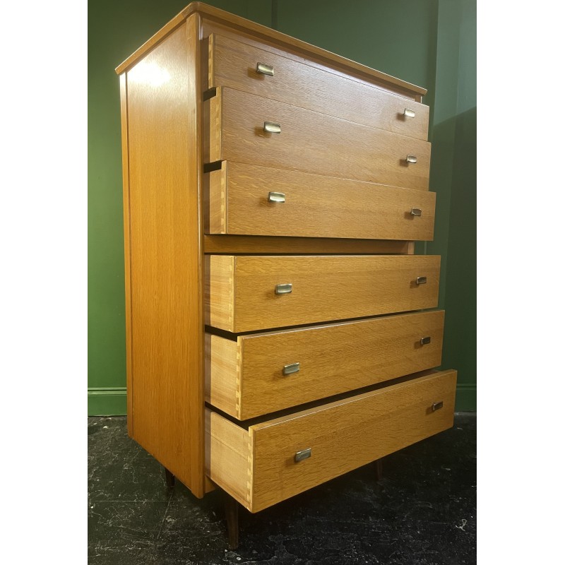 Mid-century chest of drawers in light oakwood, 1970s