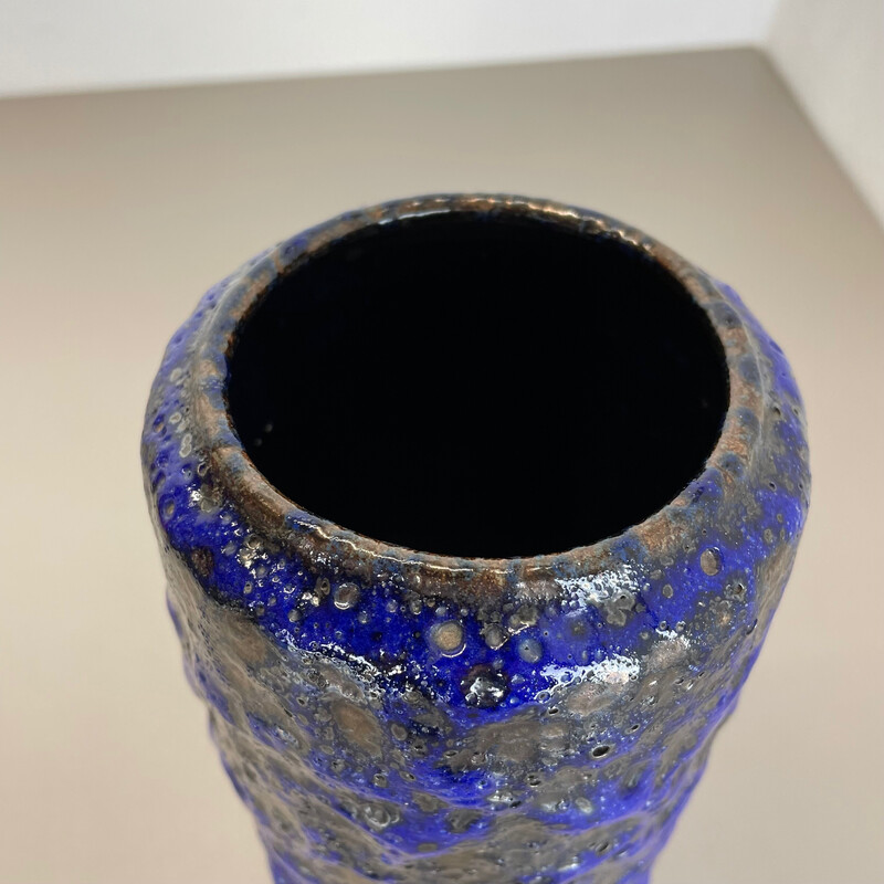 Vase vintage en poterie céramique de lave grasse multicolore pour Scheurich, Allemagne 1970