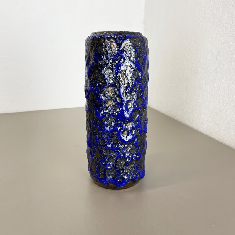 Vase vintage en poterie céramique de lave grasse multicolore pour Scheurich, Allemagne 1970