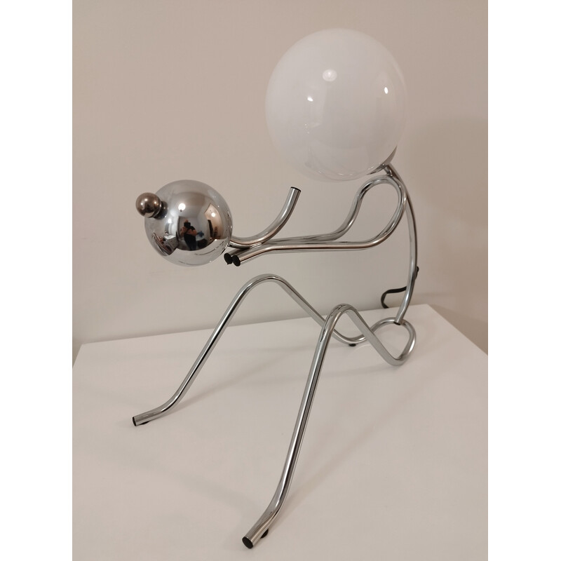 Lampe de table vintage britannique en métal chromé, 1980