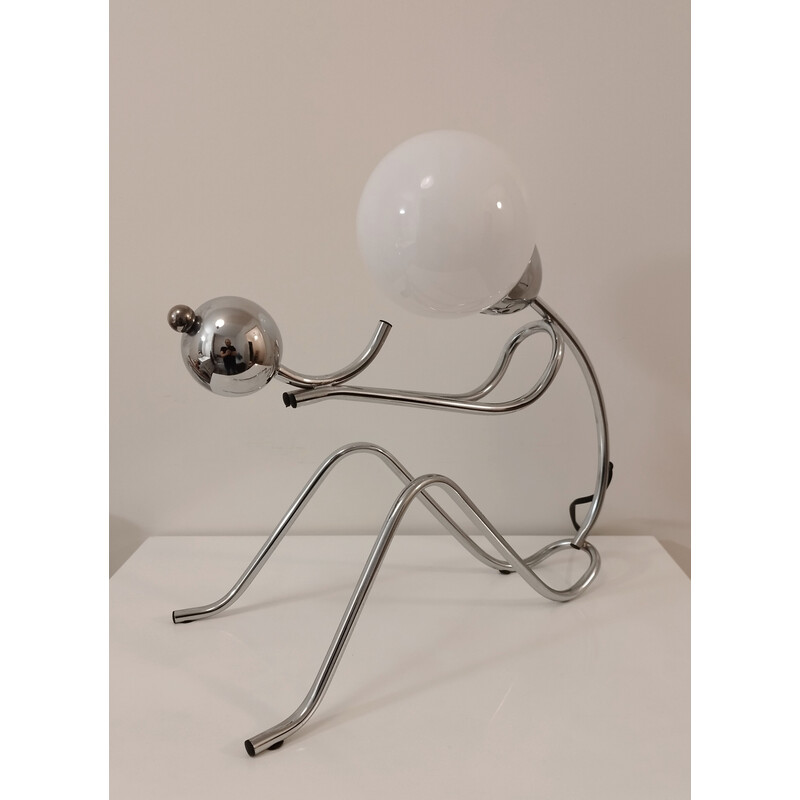 Vintage British chrome metal table lamp, 1980s