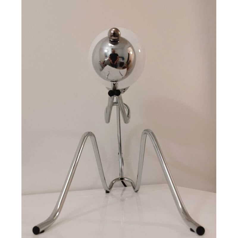 Vintage British chrome metal table lamp, 1980s