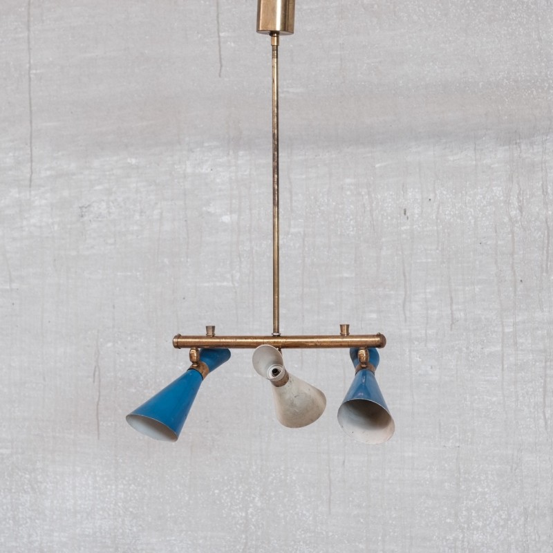 Vintage adjustable brass pendant lamp, Italy 1960s