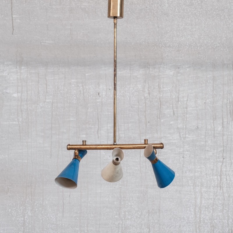 Vintage adjustable brass pendant lamp, Italy 1960s