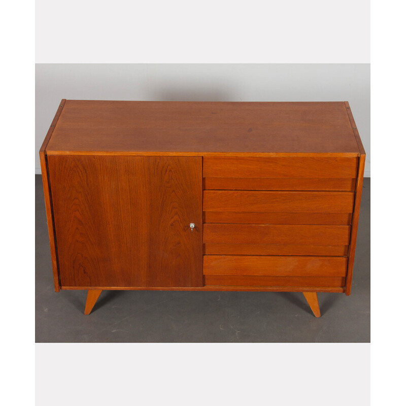 Vintage U-458 chest of 4 drawers in oak and plastic by Jiri Jiroutek for Interier Praha, Czech Republic 1960s