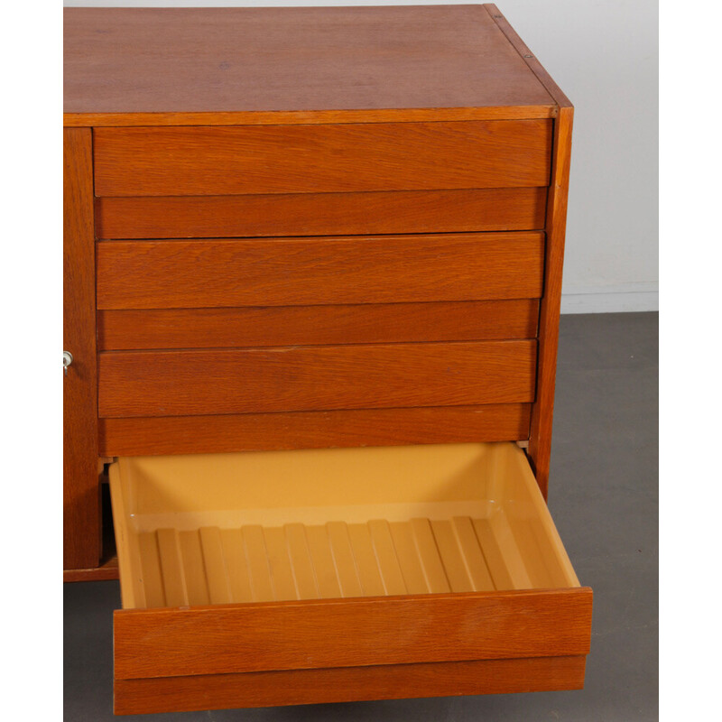 Vintage U-458 chest of 4 drawers in oak and plastic by Jiri Jiroutek for Interier Praha, Czech Republic 1960s