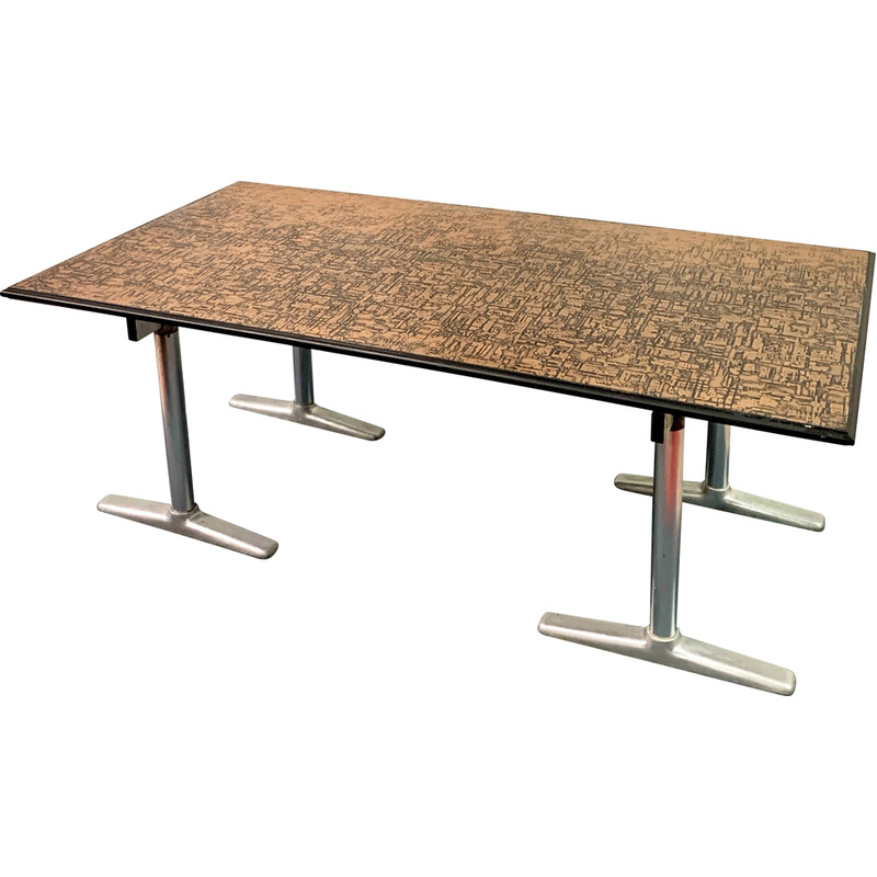 Vintage copper and aluminum desk, Belgium 1970s