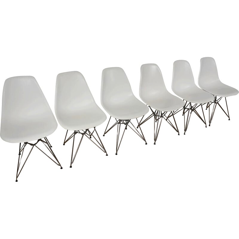 Set of 6 vintage Dsr chairs in chrome and chrome steel by Ray and Charles Eames for Vitra, 1960s